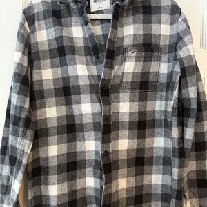 Hollister Black and White Checkered Shirt